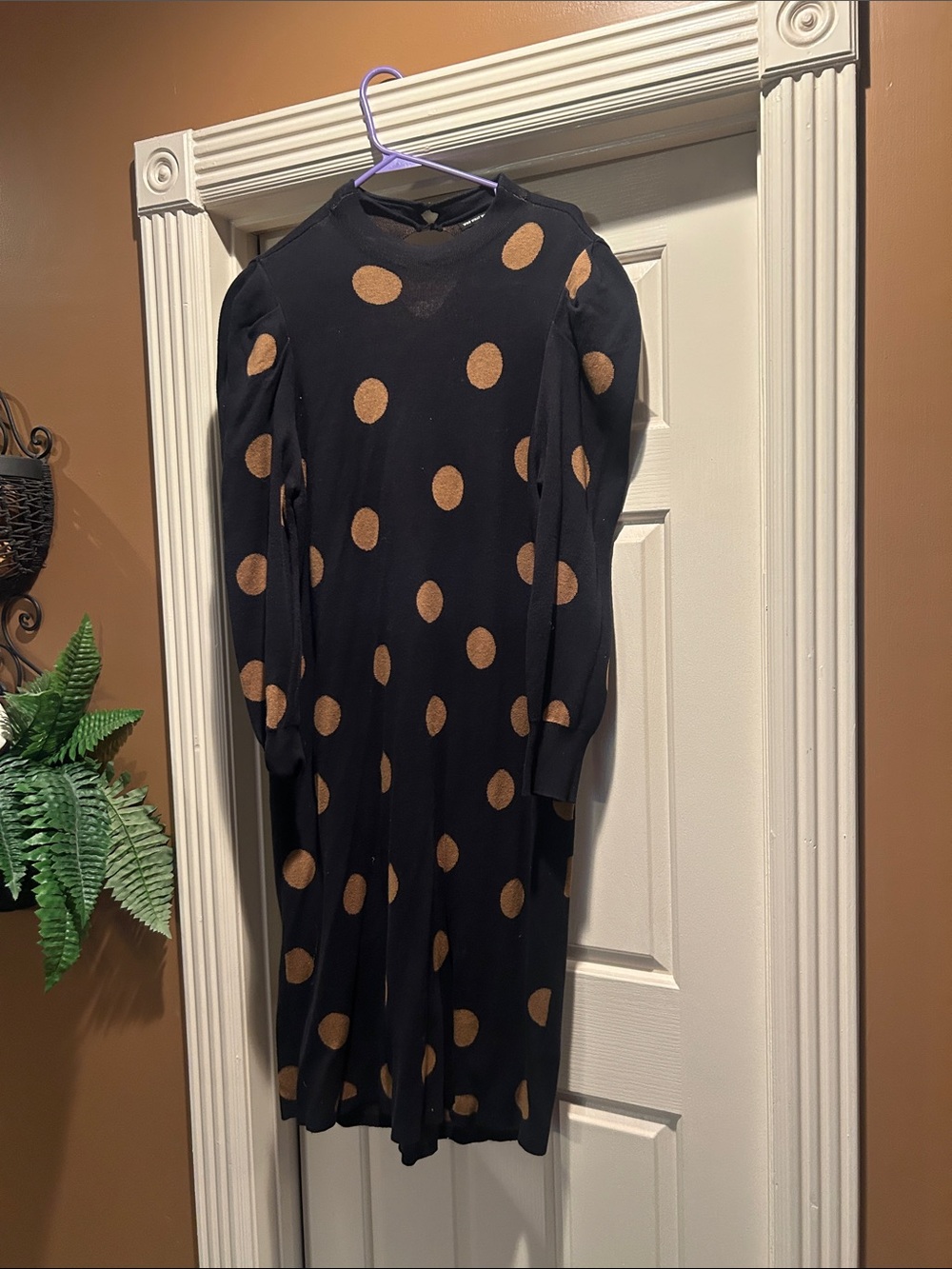 Loft Fashion Black Maxi Dress with Tan Polka Dots